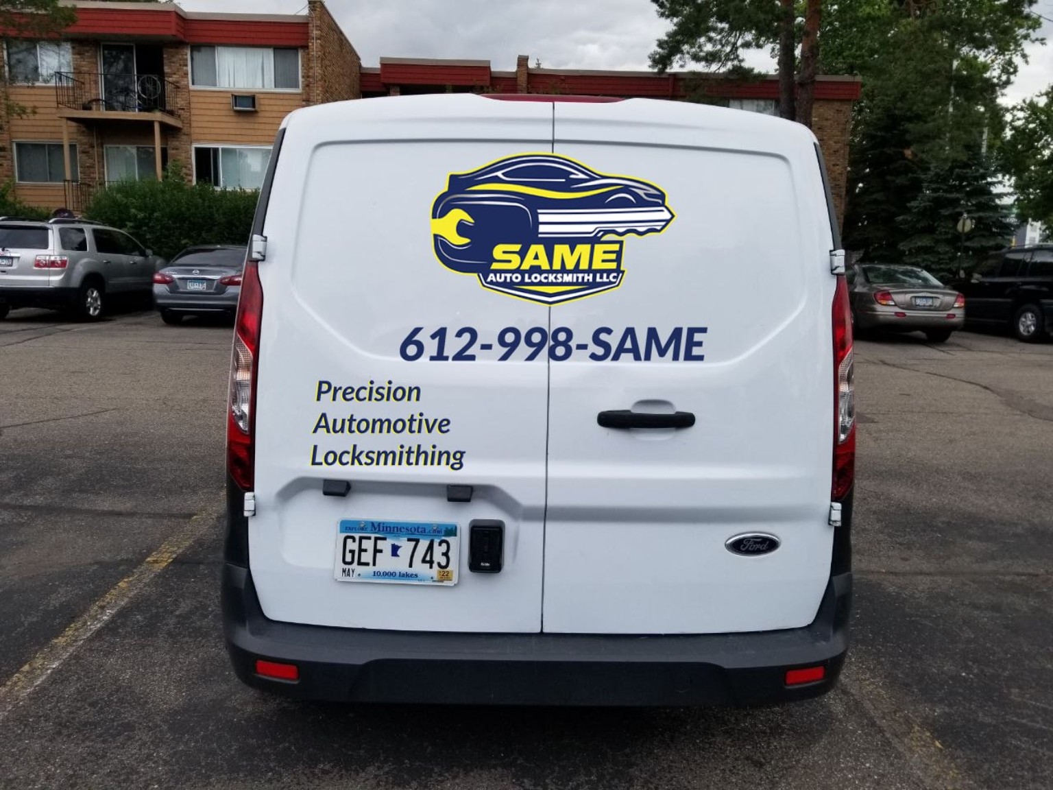 Rear of the SAME Auto Locksmith service van